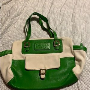 Cream and green Kate Spade - canvas and leather
